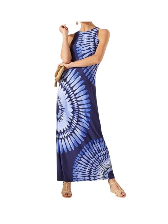 Tommy Bahama Dresses & Skirts - Tommy Bahama Womens Size S Aloha Burst Maxi Dress Blue Tie-Dye Beach Resort
